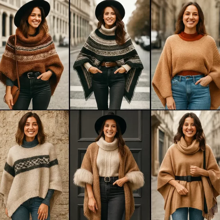 oncho beige à carreaux, coupe ample et frangée. Style automnal chic et facile à porter. Idéal pour superposition élégante.