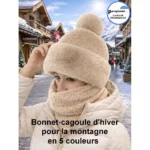 Bonnet cagoule d’hiver chaud avec fourrure douce. Protection complète contre le froid en montagne. Confort, style et chaleur assurés.