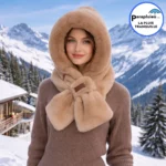 Cagoule pilou-pilou ultra chaude avec écharpe intégrée. Douce, enveloppante et parfaite pour la montagne et l’hiver rigoureux.