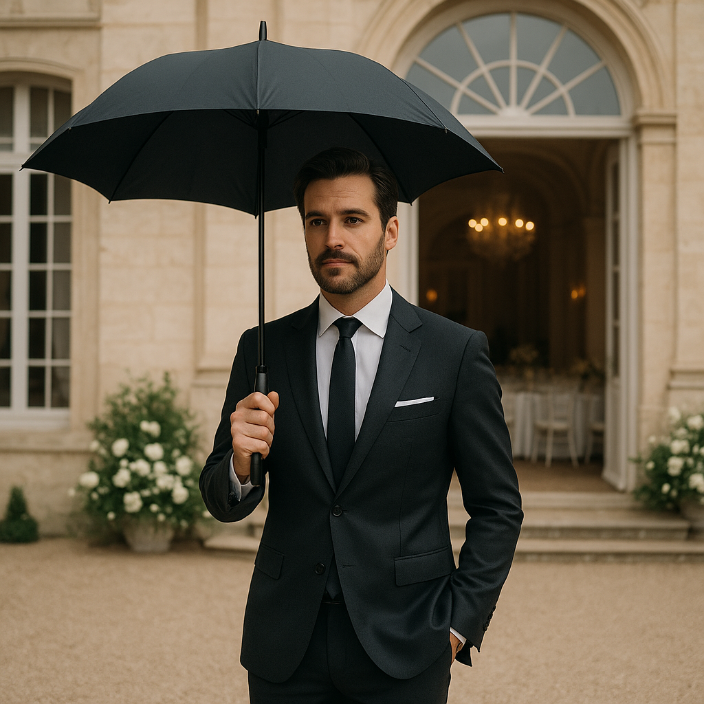 parapluie homme élégant mariage
